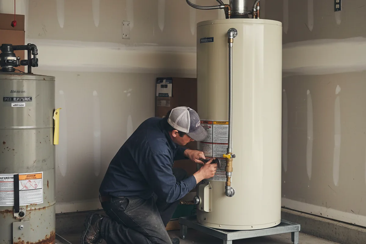 Water heater and shutoff valve replacement in Posen